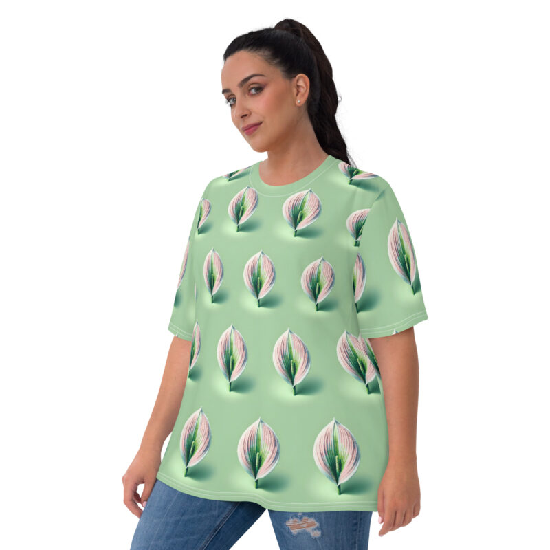 Voxel-Art Blatt in Pastellgrün Allover-Damen-T-Shirt