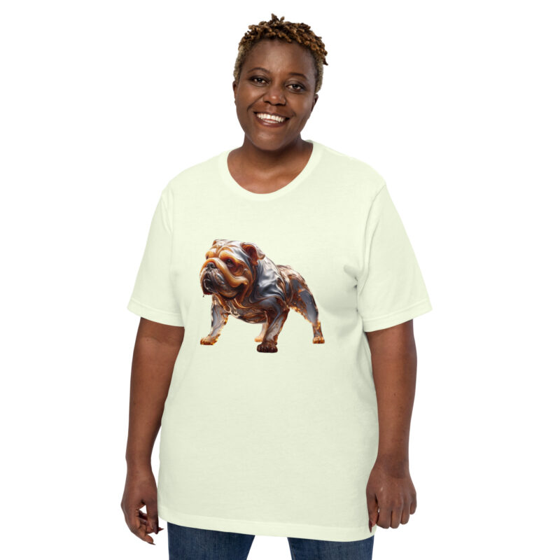 Fließende Karamell-Bulldogge: Ein lebendiges Kunstwerk Unisex-T-Shirt