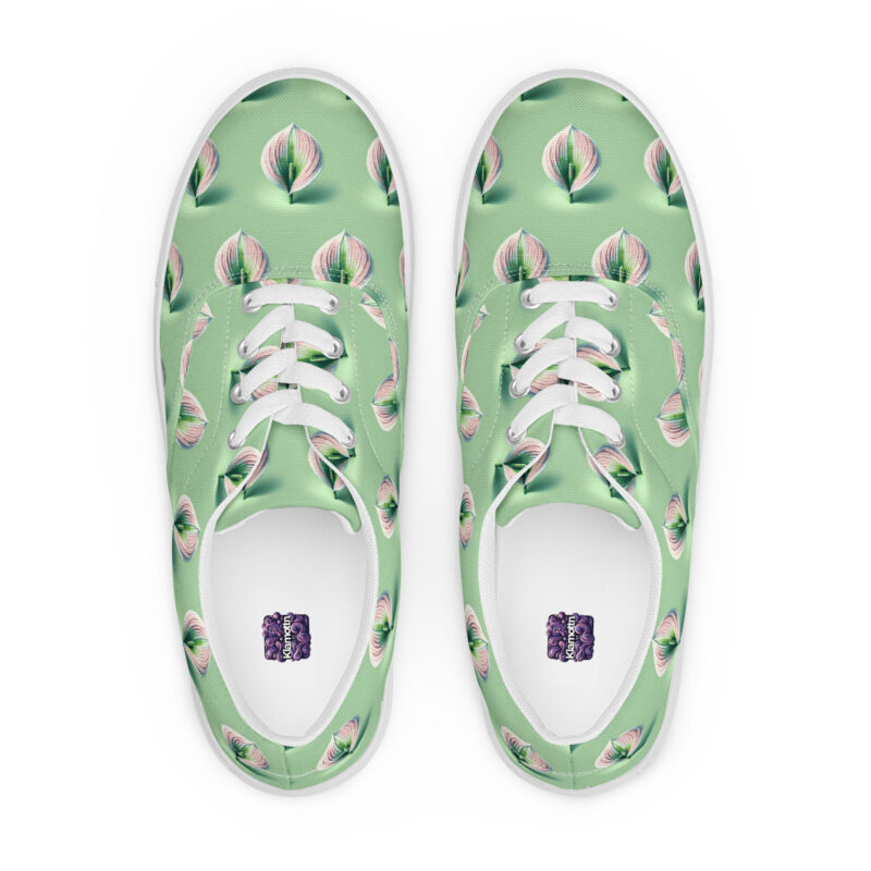 Voxel-Art Blatt in Pastellgrün Allover-Damen-Canvas-Schuhe