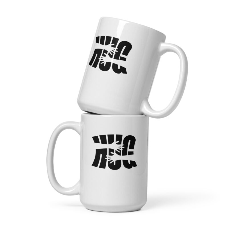 Weiße, glänzende Hug Tasse