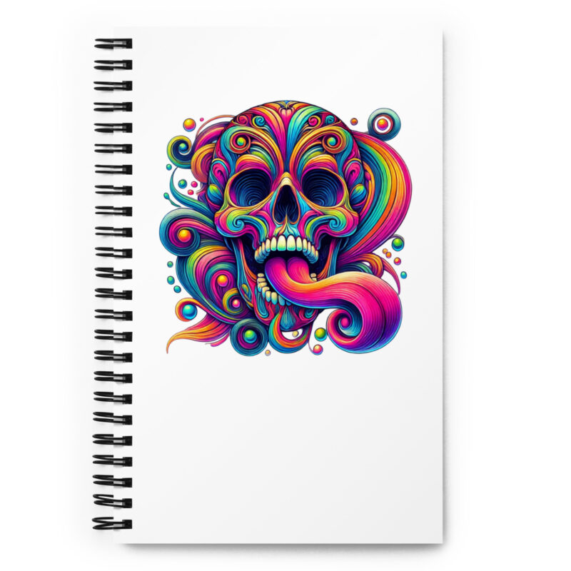 Psychedelischer Totenkopf Spiral-Notizblock