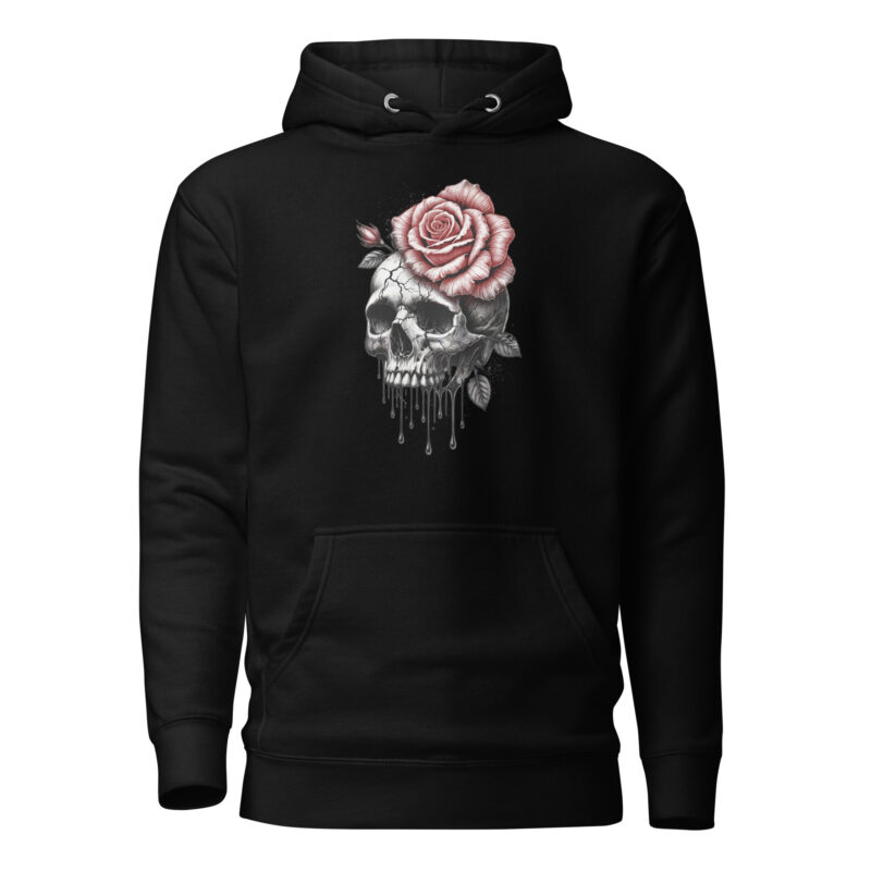 Schädel mit blutroter Rose Unisex-Hoodie