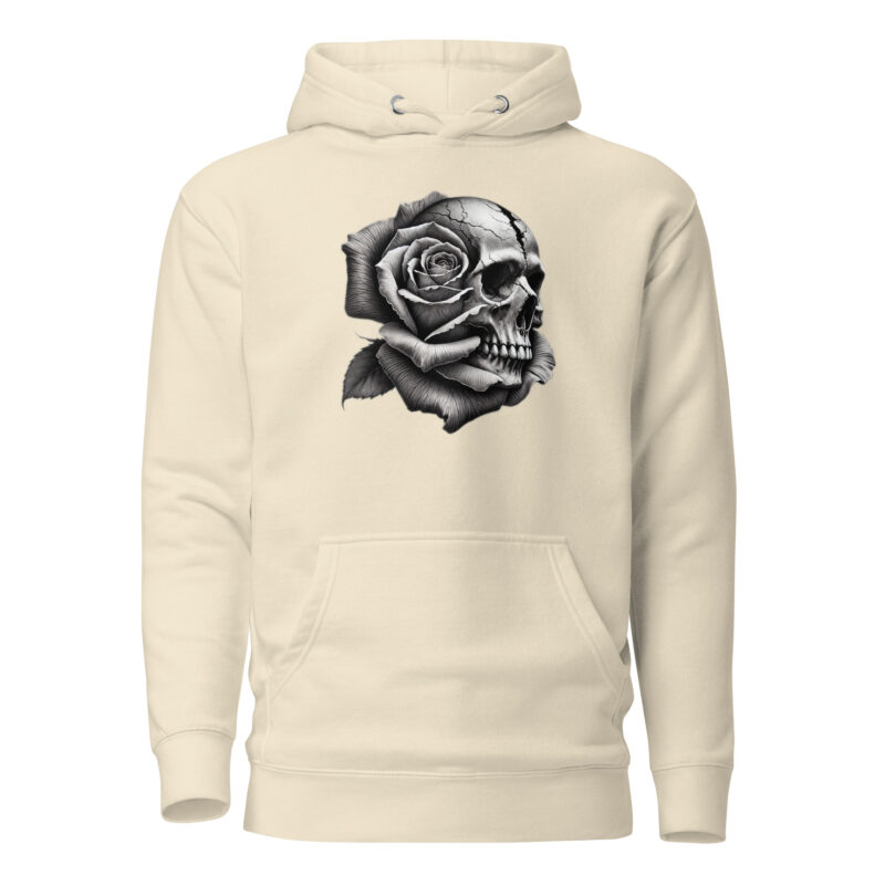 Monochromer Schädel mit Rose Unisex-Hoodie