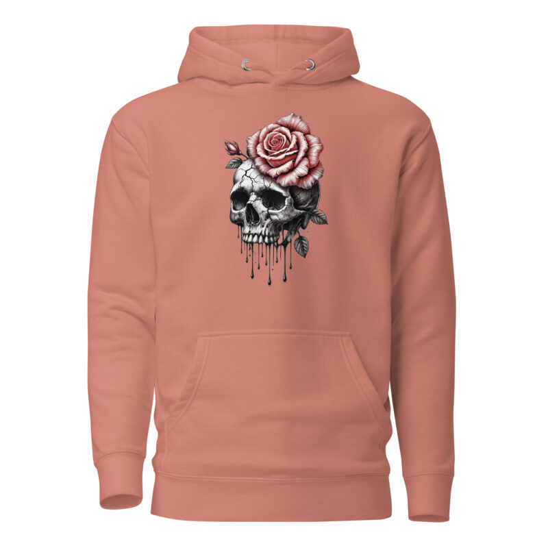 Schädel mit blutroter Rose Unisex-Hoodie