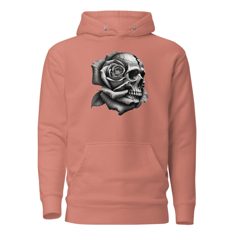 Monochromer Schädel mit Rose Unisex-Hoodie