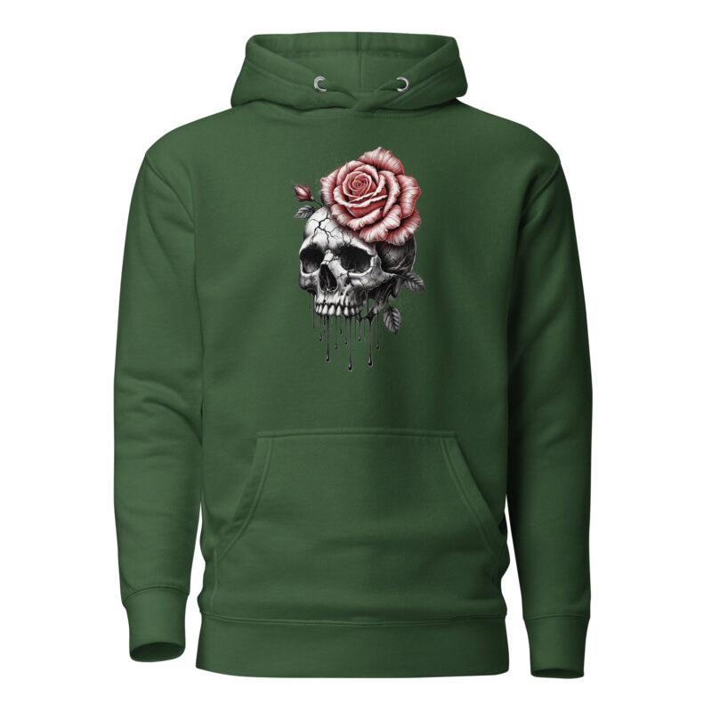 Schädel mit blutroter Rose Unisex-Hoodie