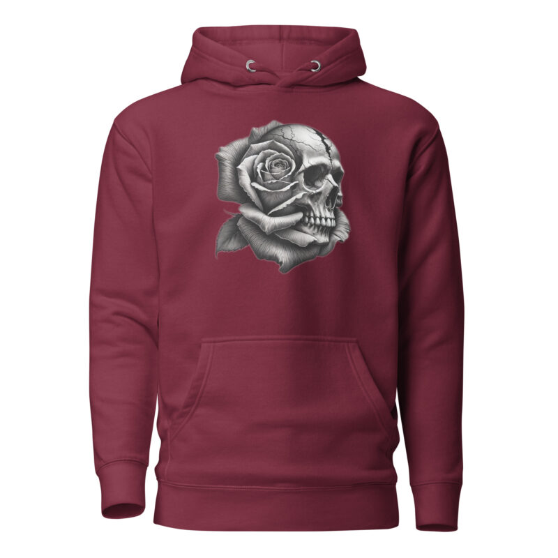 Monochromer Schädel mit Rose Unisex-Hoodie