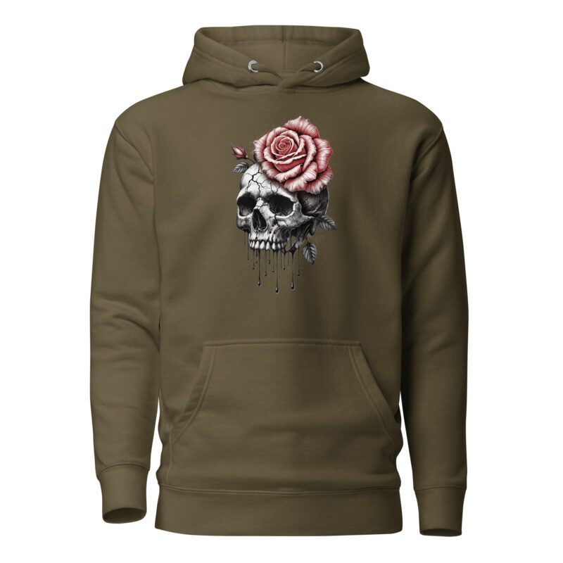 Schädel mit blutroter Rose Unisex-Hoodie