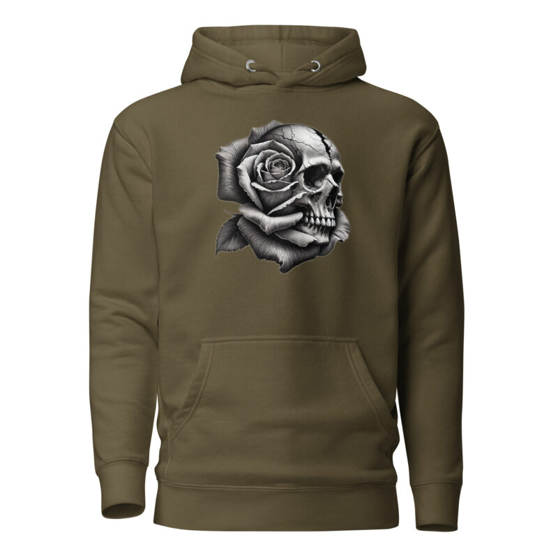 Monochromer Schädel mit Rose Unisex-Hoodie