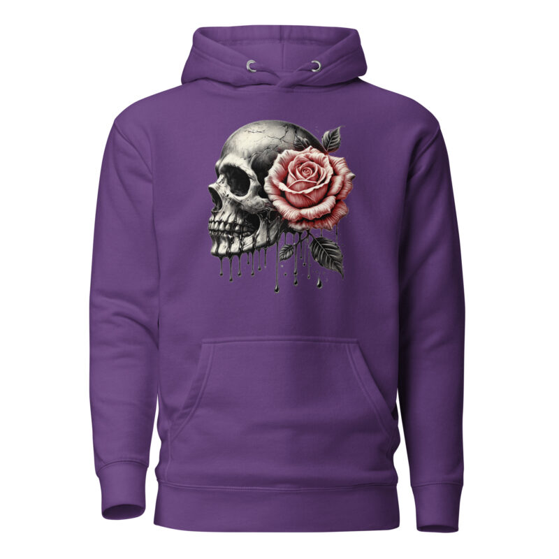 Schädel mit roter Rose Unisex-Hoodie