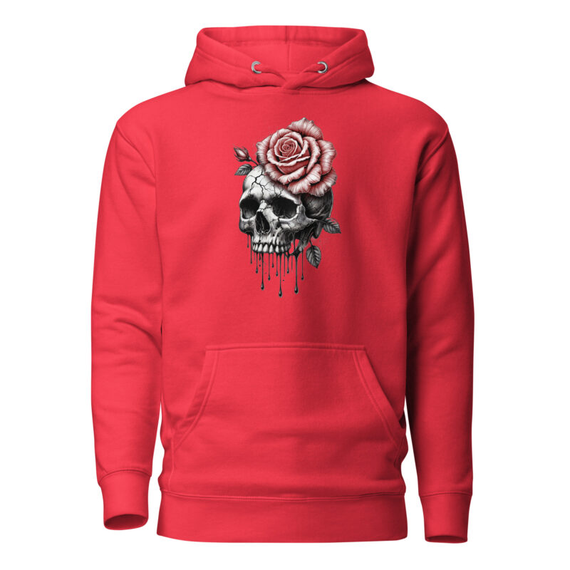 Schädel mit blutroter Rose Unisex-Hoodie