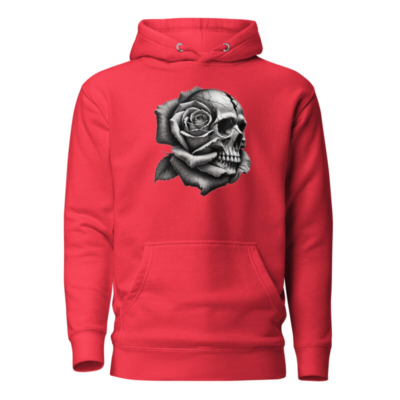 Monochromer Schädel mit Rose Unisex-Hoodie