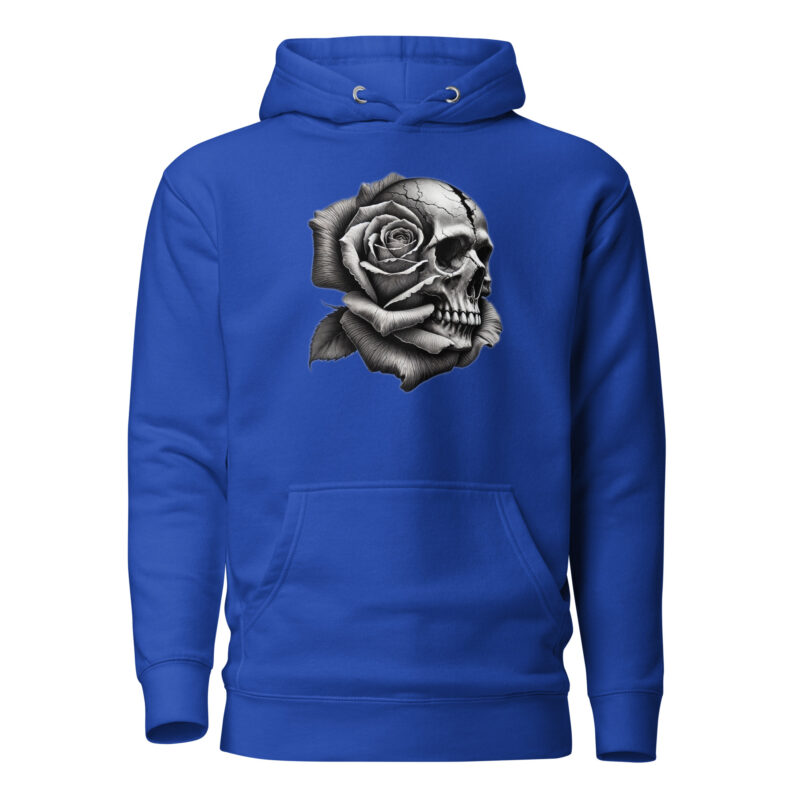 Monochromer Schädel mit Rose Unisex-Hoodie