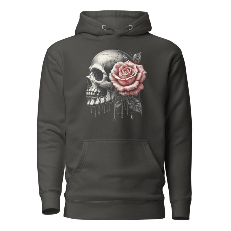 Schädel mit roter Rose Unisex-Hoodie