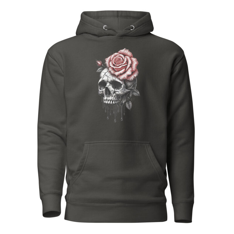 Schädel mit blutroter Rose Unisex-Hoodie