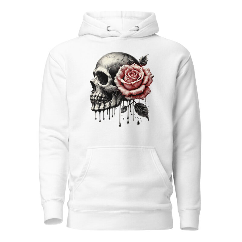 Schädel mit roter Rose Unisex-Hoodie