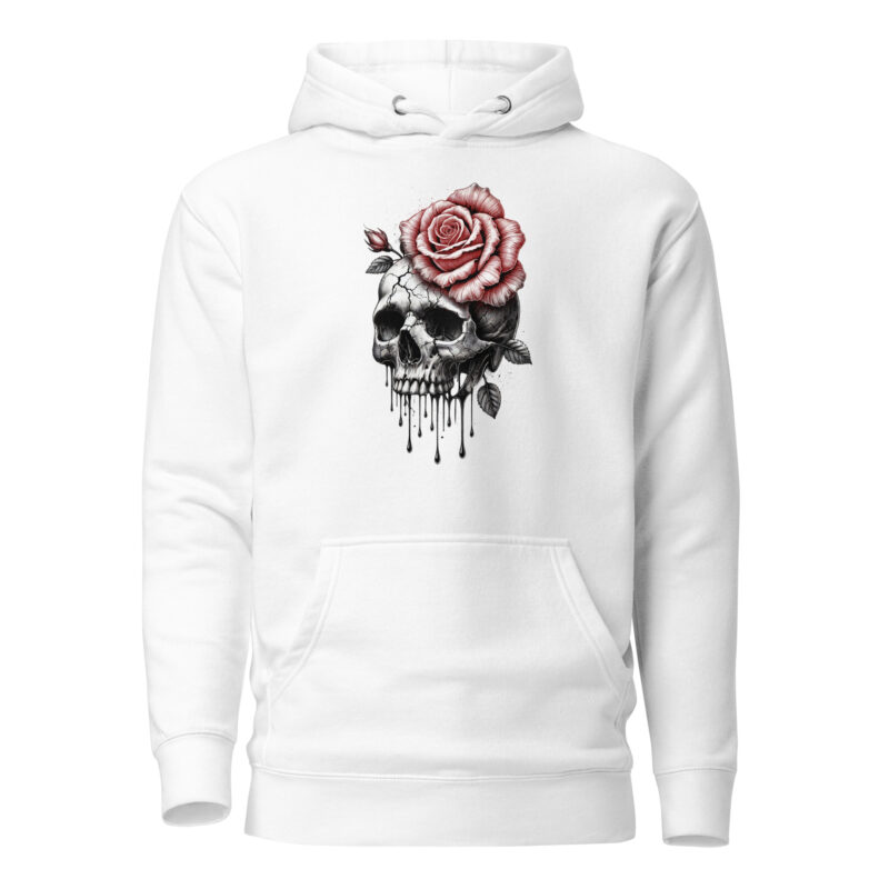 Schädel mit blutroter Rose Unisex-Hoodie