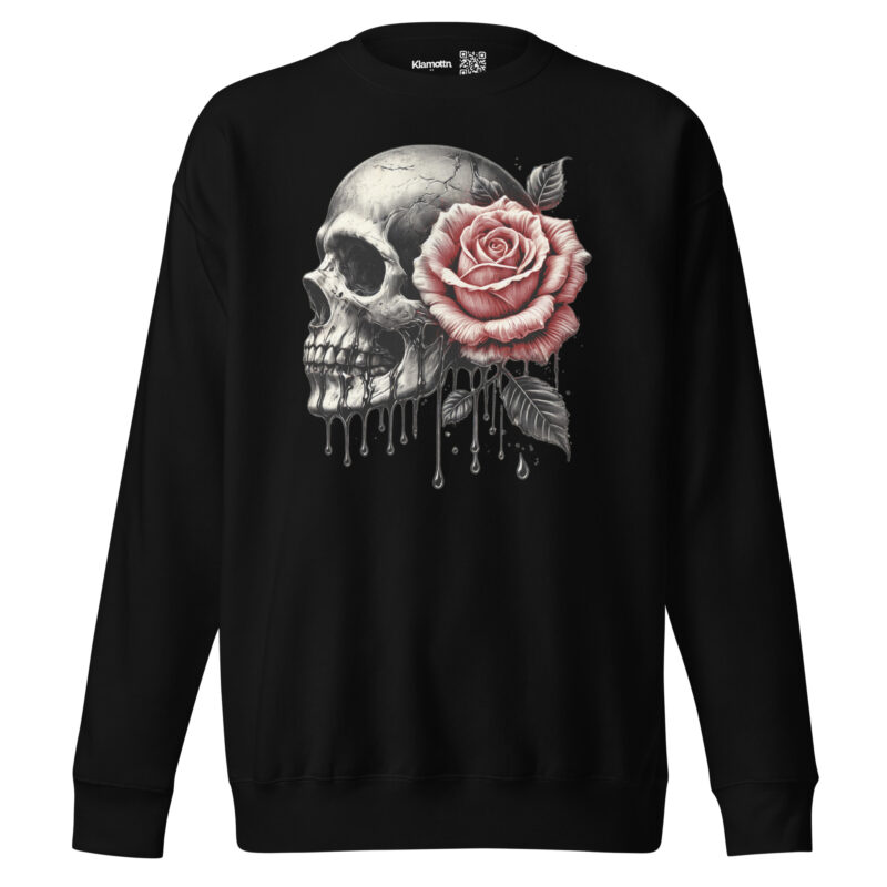 Schädel mit roter Rose Unisex-Sweatshirt