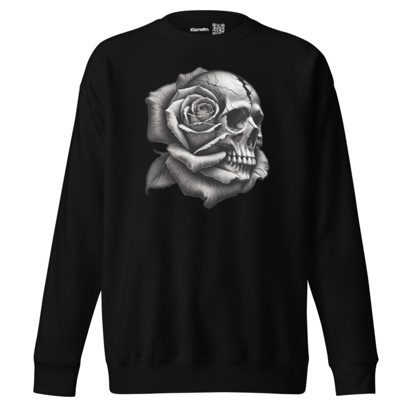 Monochromer Schädel mit Rose Unisex-Sweatshirt