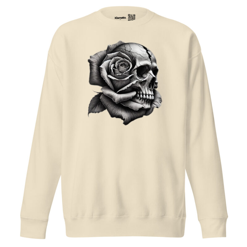 Monochromer Schädel mit Rose Unisex-Sweatshirt