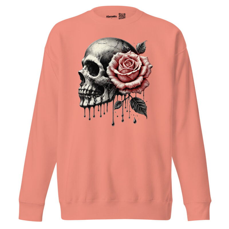 Schädel mit roter Rose Unisex-Sweatshirt