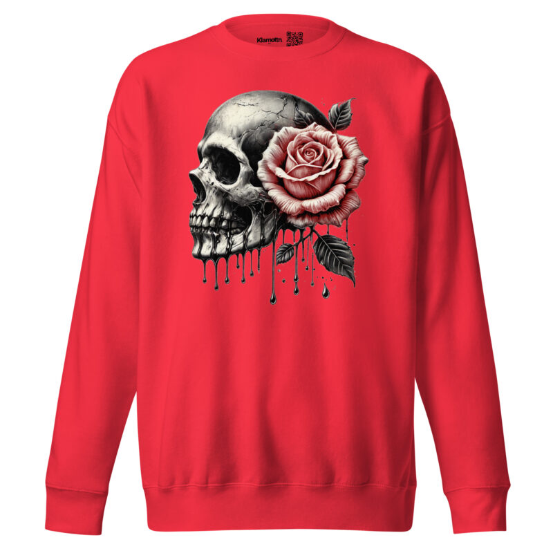 Schädel mit roter Rose Unisex-Sweatshirt