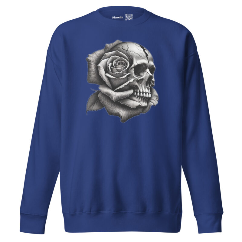 Monochromer Schädel mit Rose Unisex-Sweatshirt