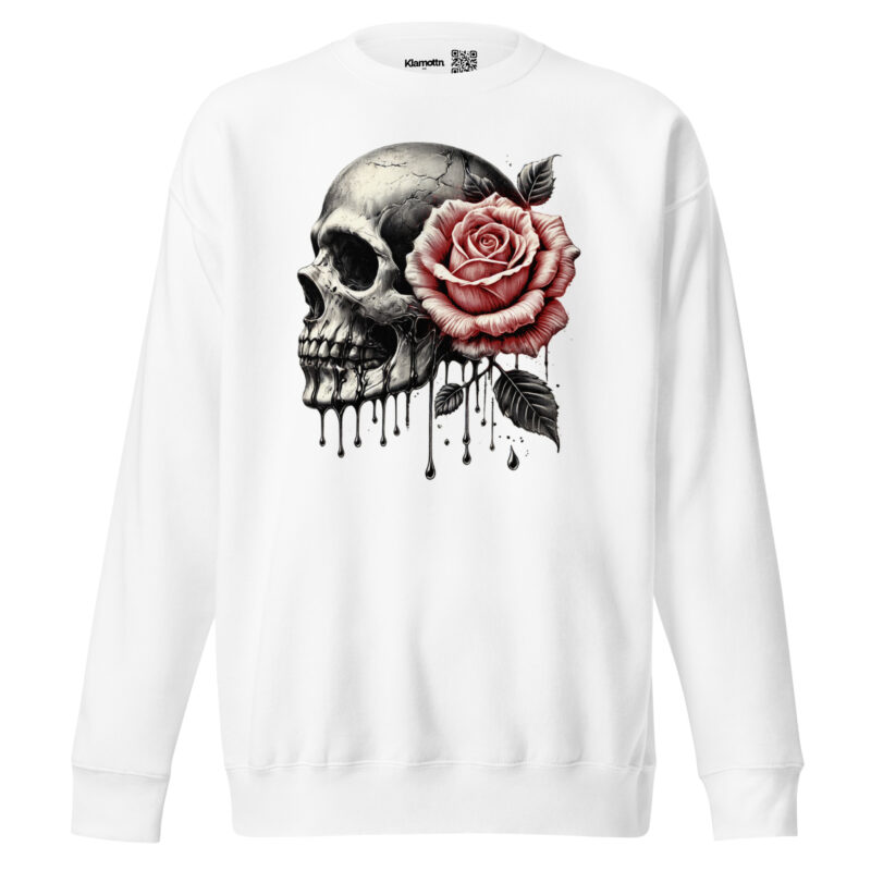 Schädel mit roter Rose Unisex-Sweatshirt