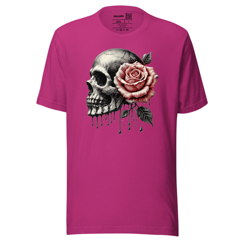 Schädel mit roter Rose Unisex-T-Shirt