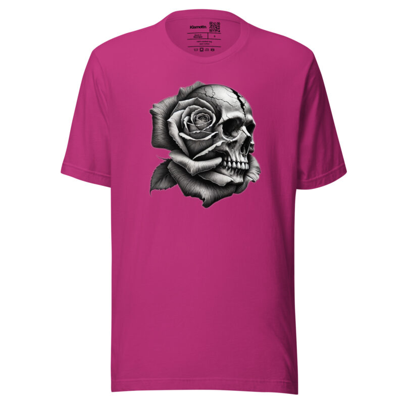 Monochromer Schädel mit Rose Unisex-T-Shirt