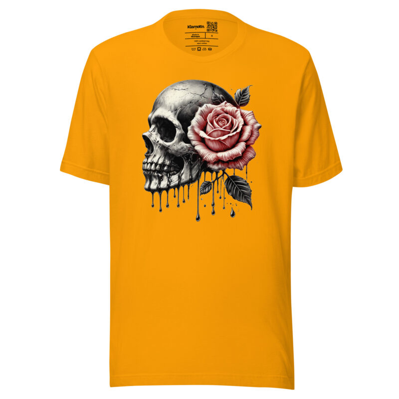 Schädel mit roter Rose Unisex-T-Shirt