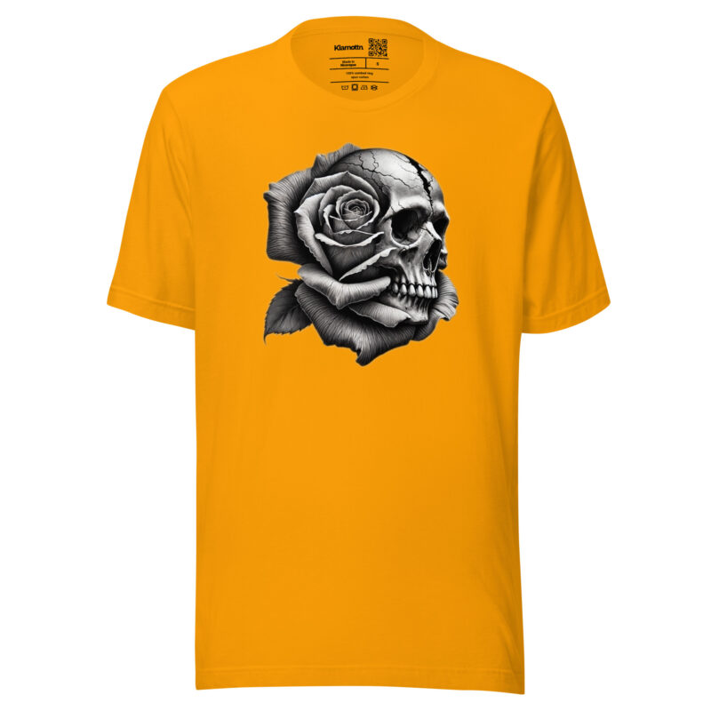 Monochromer Schädel mit Rose Unisex-T-Shirt