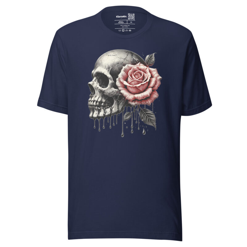 Schädel mit roter Rose Unisex-T-Shirt