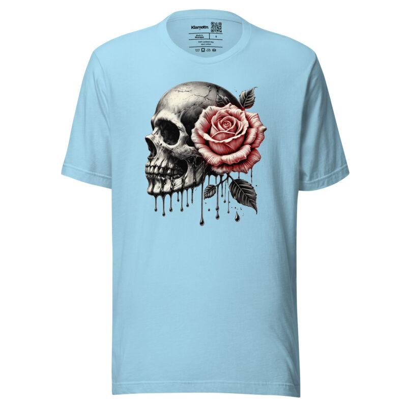 Schädel mit roter Rose Unisex-T-Shirt