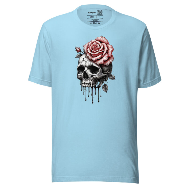 Schädel mit blutroter Rose Unisex-T-Shirt