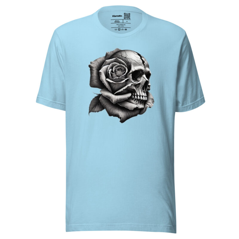 Monochromer Schädel mit Rose Unisex-T-Shirt