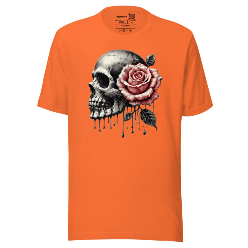 Schädel mit roter Rose Unisex-T-Shirt