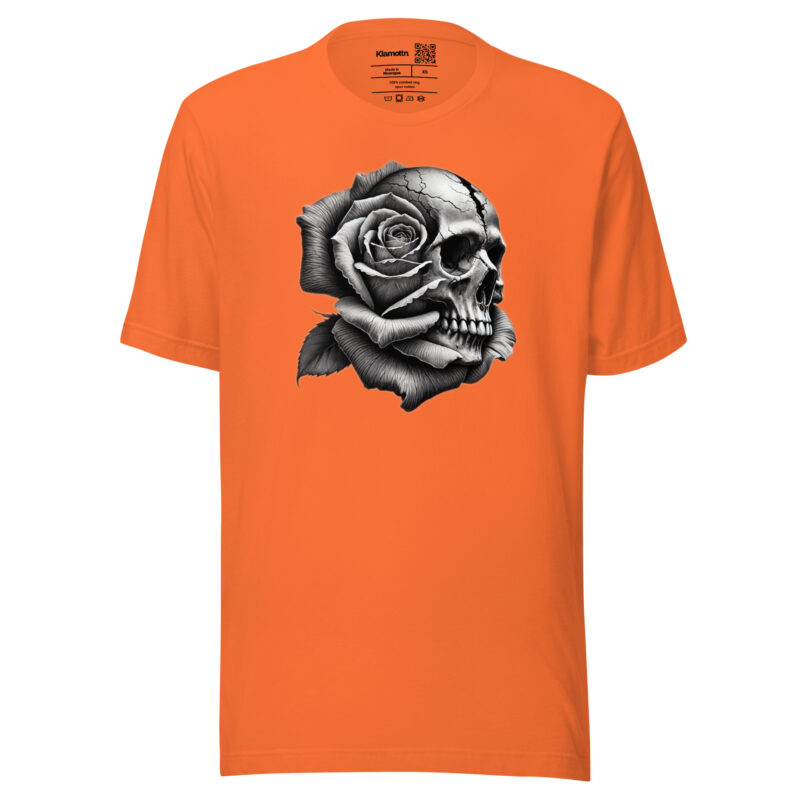 Monochromer Schädel mit Rose Unisex-T-Shirt