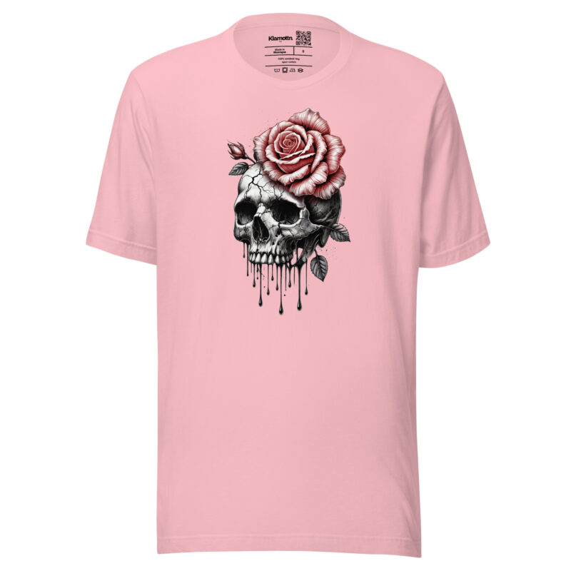 Schädel mit blutroter Rose Unisex-T-Shirt