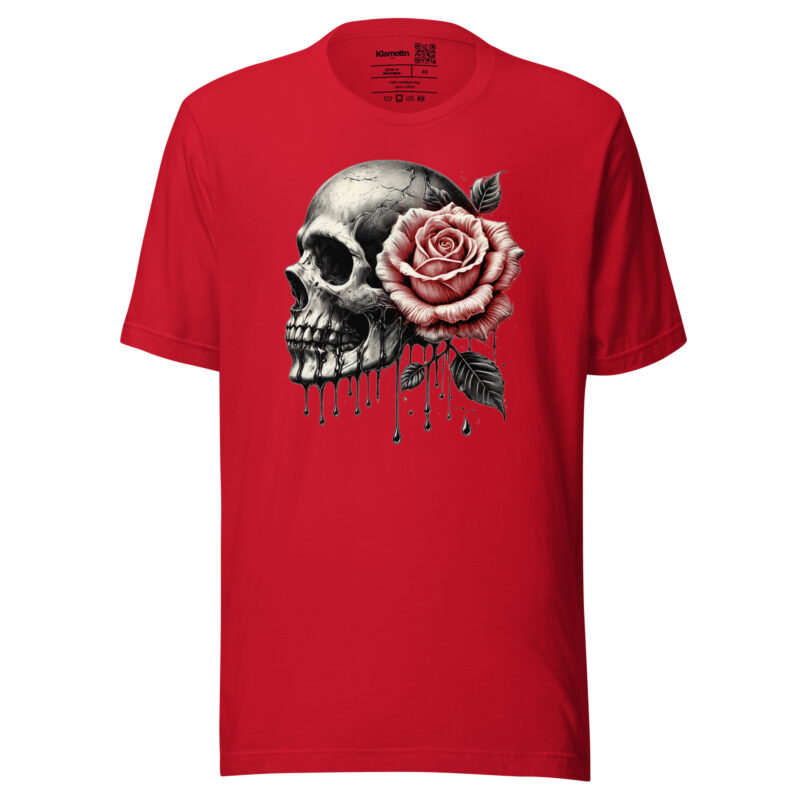 Schädel mit roter Rose Unisex-T-Shirt