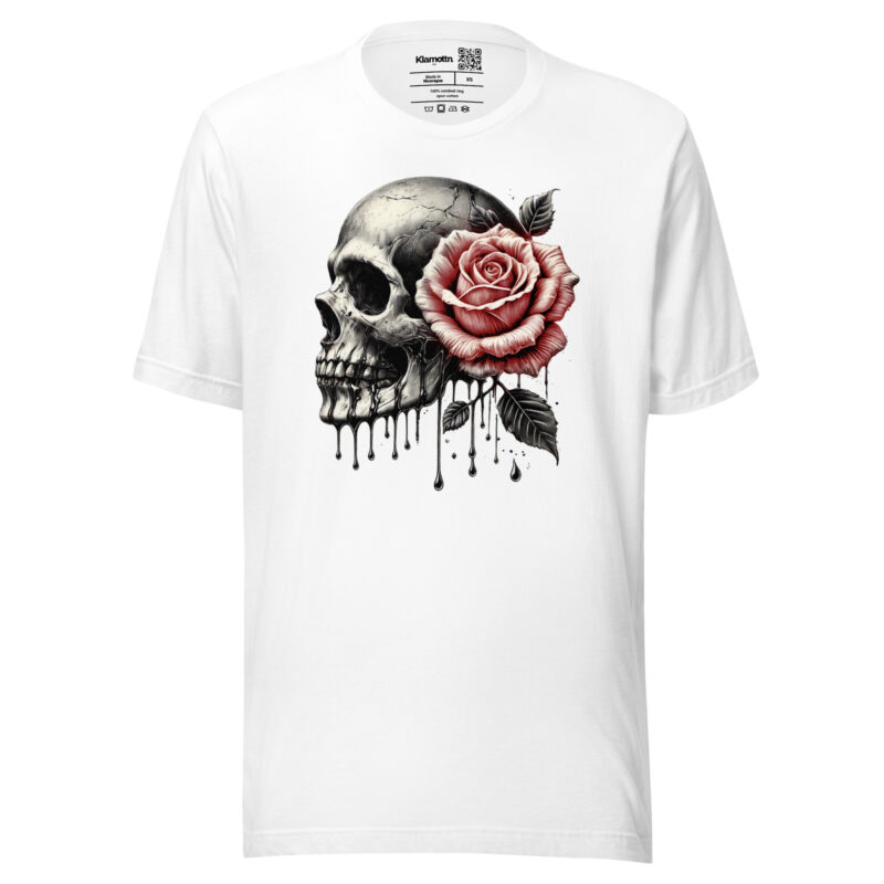 Schädel mit roter Rose Unisex-T-Shirt